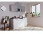 K&uuml;che Minik&uuml;che Singlek&uuml;che K&uuml;chenzeile Pantry Wei&szlig; Beton Luis 150 cm...