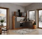 K&uuml;che K&uuml;chenzeile K&uuml;chenblock Winkelk&uuml;che Eiche Grau Hilde 250x172 cm...