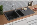 K&uuml;chensp&uuml;le Einbausp&uuml;le Sp&uuml;le Granit Mineralite 100 x 50 Grau Respekta Alineo
