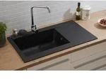 Einbausp&uuml;le K&uuml;chensp&uuml;le Sp&uuml;le Granit Mineralite 86 x 50 Schwarz Respekta Denver