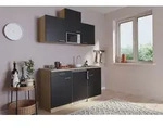 K&uuml;che Minik&uuml;che Singlek&uuml;che K&uuml;chenzeile Pantry Eiche Schwarz Luis 150 cm