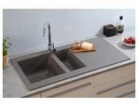 Einbauspüle Küchenspüle Spüle Granit Mineralite 100 x 50 Grau Respekta Denver