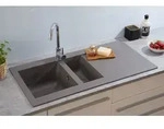 Einbausp&uuml;le K&uuml;chensp&uuml;le Sp&uuml;le Granit Mineralite 100 x 50 Grau Respekta Denver