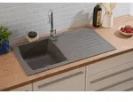 K&uuml;chensp&uuml;le Einbausp&uuml;le Sp&uuml;le Granit Mineralite 86 x 50 cm Grau Respekta Boston