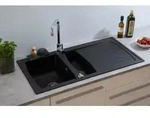 K&uuml;chensp&uuml;le Einbausp&uuml;le Sp&uuml;le Granit Mineralite 100 x 50 Schwarz Respekta Boston