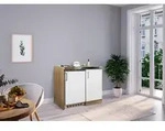 K&uuml;che Minik&uuml;che Singlek&uuml;che K&uuml;chenzeile Pantry Eiche Wei&szlig; Levin 100 cm...
