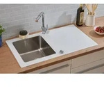 K&uuml;chensp&uuml;le Glas Einbausp&uuml;le Edelstahl Sp&uuml;le 86 x 50 Wei&szlig; Respekta New York