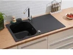 K&uuml;chensp&uuml;le Einbausp&uuml;le Sp&uuml;lbecken Granitsp&uuml;le 86 x 50 Schwarz Respekta Orlando
