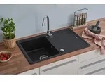 K&uuml;chensp&uuml;le Einbausp&uuml;le Sp&uuml;lbecken Granitsp&uuml;le 78x50 Schwarz Respekta Columbia
