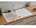 K&uuml;chensp&uuml;le Einbausp&uuml;le Sp&uuml;lbecken Granitsp&uuml;le 86 x 50 Wei&szlig; Respekta Orlando