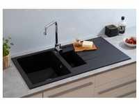 Küchenspüle Einbauspüle Spüle Granit Mineralite 100x50 Schwarz Respekta Houston