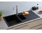 K&uuml;chensp&uuml;le Einbausp&uuml;le Sp&uuml;le Granit Mineralite 100x50 Schwarz Respekta...
