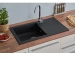 Einbausp&uuml;le K&uuml;chensp&uuml;le Sp&uuml;le Granit Mineralite 78 x 44 Schwarz Respekta Denver