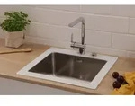 K&uuml;chensp&uuml;le Glas Einbausp&uuml;le Edelstahl Sp&uuml;le 55 x 53 Wei&szlig; Respekta New York