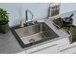 K&uuml;chensp&uuml;le Glas Einbausp&uuml;le Edelstahl Sp&uuml;le 55 x 53 Schwarz Respekta New York