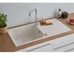 K&uuml;chensp&uuml;le Einbausp&uuml;le Sp&uuml;lbecken Granitsp&uuml;le 100x50 Wei&szlig; Respekta Orlando