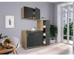 K&uuml;che Minik&uuml;che Singlek&uuml;che K&uuml;chenzeile Pantry Eiche Grau Levin 130 cm Respekta