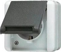 JUNG 820W, Jung 820W SCHUKO Aufputz Steckdose mit Klappdeckel Serie WG