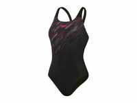 SPEEDO Damen Schwimmanzug Womens HyperBoom, Black / Electric Pink / USA Charcoal, 34
