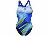 ARENA Damen Schwimmanzug WOMEN'S VISUAL WAVES SWIM, NAVY-NEON BLUE MULTI-NEON BLUE,