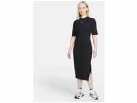 NIKE Damen Kleid W NSW ESSNTL MIDI DRESS, BLACK/WHITE, XS