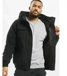 moderne Brandit Herren Jacke gro&szlig;e Kapuze Kordelzug mit Baumwolle Schwarz - S