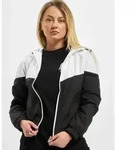 moderne Urban Classics Damen Jacke gro&szlig;e Kapuze Taschen 68 g/m2 Wei&szlig;/Schwarz...