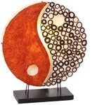 Tischlampe Ying Yang Rot 30cm Capiz Bambus Handarbeit