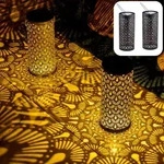 2er Set Orientalische Solarlaterne Solar Laterne Windlicht Deko Outdoor Fava Schwarz