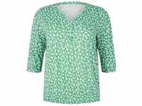 Große Größen: Shirt in Crinkle-Optik, mit floralem Alloverprint, grün...