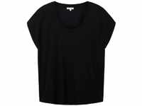 Große Größen: Shirt aus Viskose-Mix mit tiefem Rundhalsausschnitt, schwarz,...