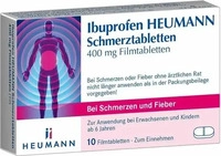 PZN-DE 00040548, Ibuprofen Heumann Schmerztabletten 400 mg 10 St Filmtabletten,