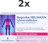 PZN-DE 00040554, Ibuprofen Heumann Schmerztabletten 400 mg 20 St Filmtabletten,
