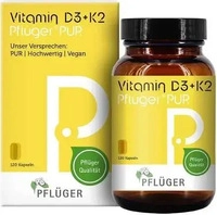 PZN-DE 19160841, Vitamin D3+K2 Pfl&uuml;ger PUR 1.000 I.e./75 &micro;g Kapseln 120 St,