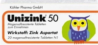 PZN-DE 00702162, Unizink 50 magensaftresistente Tabletten 20 St magensaftresistent,
