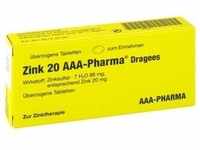 Zink 20 AAA-Pharma Dragees 50 St Überzogene Tabletten