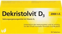 PZN-DE 10818569, Dekristolvit D3 2000 I.e. Tabletten 90 St, Grundpreis: &euro; 0,09 /