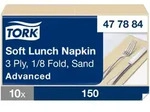 Tork Soft Lunchservietten Sand, 1/8-Falz, 3-lagig, 33 cm &times; 33 cm, 10 &times; 150...