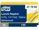 Tork Soft Lunchservietten Gelb, 1/4-Falz, 3-lagig, 33 cm &times; 33 cm, 10 &times; 150...