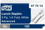 Tork Soft Lunchservietten Wei&szlig;, 1/4-Falz, 3-lagig, 33 cm &times; 33 cm, 10 &times; 150