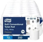 Tork Weiches Kleinrollen-Toilettenpapier in Wei&szlig; T4, Premium, 3-lagig, 72 &times; 250 ...