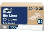 Tork 20 l Abfalls&auml;cke Wei&szlig; B2, zu 33 % aus Recycling-Material, 10 &times; 100 Beutel,