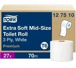 Tork extra weiche Midi Toilettenpapierrolle Wei&szlig; T6, Premium, 3-lagig, 27 Rollen...