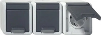 Gira 478930, Gira Steckdose SCHUKO 478930 3f waagerKD WG AP gr