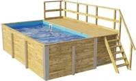 WEKA 5954030000, weka Massivholzpool 595 Swimmingpool inkl. Folie blau, 400x301 cm