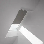 VELUX Verdunkelungsrollo Uni Grau 0705, P06, GGU,Manuell,VELUX,wei&szlig;e Schiene