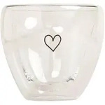 doppelwandiges Glas Herzglas transparent Inhalt 200 ml 10.4 cm