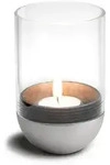 Windlicht Gravity Candle h&ouml;fats Zinkdruckguss silberfarben, Glas klar, Designer