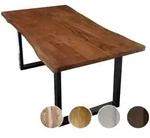 SIT Baumkante Massivholz Esstisch 26mm / 160x85 cm / natur / Metall silbergrau