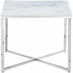 SalesFever &raquo;Marmara&laquo; Beistelltisch Marmor-Optik wei&szlig;/chrom 50 x 42 x 50 cm